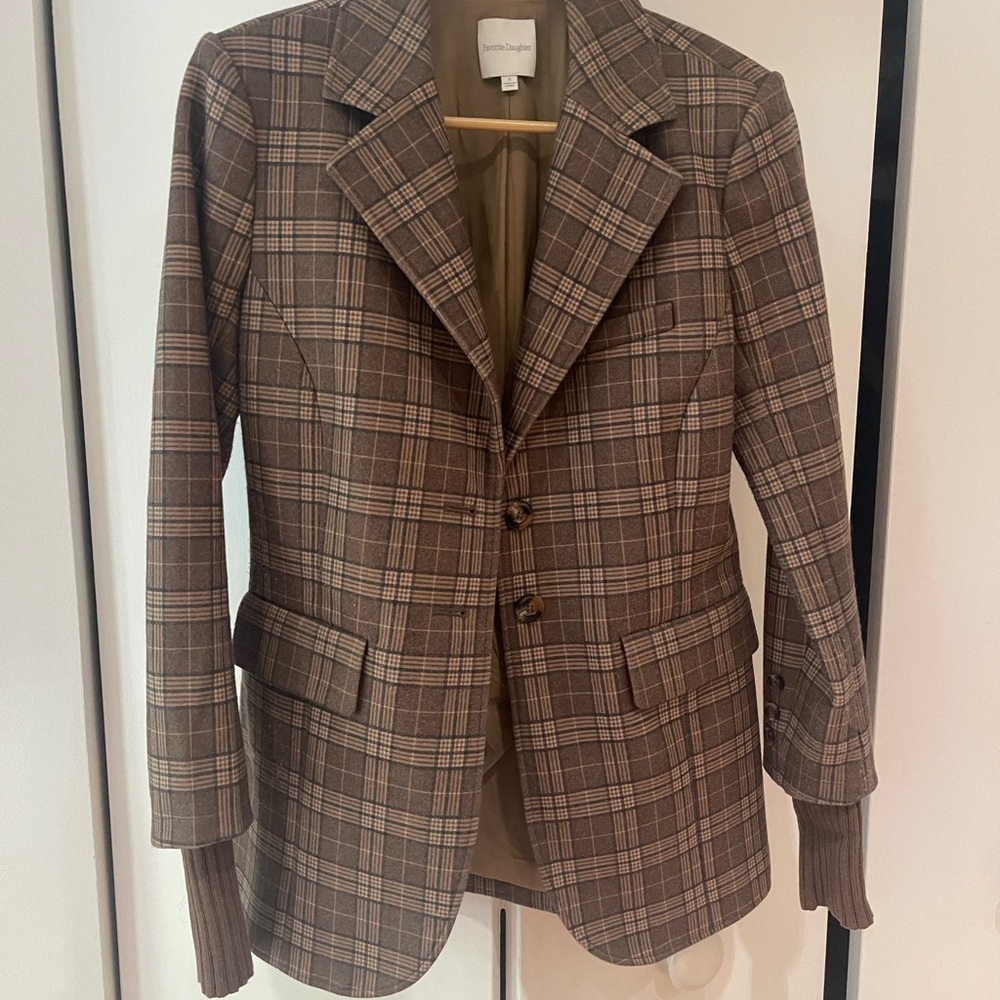 Favorite Daughter Tan Checkered Women's Blazer